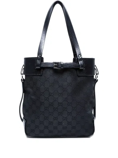 Pre-owned Gucci 2000-2020s Gg Canvas Two-way Handbag In Black