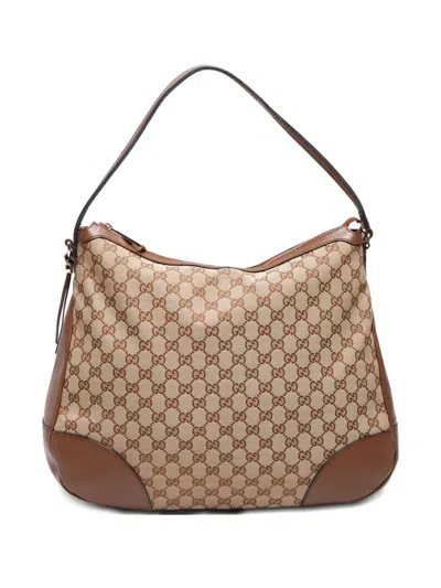 Pre-owned Gucci 2000-2020s Gg Supreme Shoulder Bag In Brown