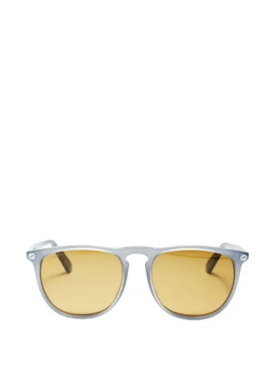 Pre-owned Gucci 2000-2020s Logo Square-frame Sunglasses In Gray