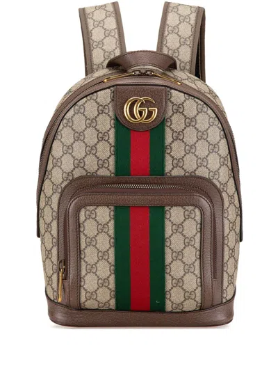 Pre-owned Gucci 2000-2023 Small Gg Supreme Ophidia Backpack In Brown