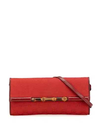 Pre-owned Gucci 2000-2025 Gg Canvas Bamboo Bar Crossbody Bag