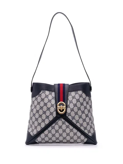 Pre-owned Gucci 2000-2025 Gg Supreme Ophidia Shoulder Bag In Gray
