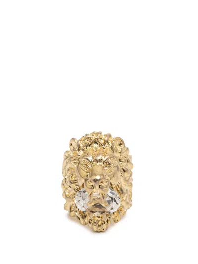 Pre-owned Gucci 2000-2025 Gold Plated Lion Head Ring 19 Costume Ring