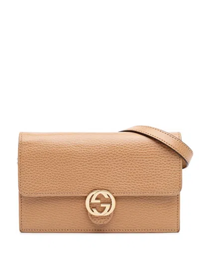 Pre-owned Gucci 2000-2025 Interlocking G Dollar Calfskin Wallet On Chain Crossbody Bag