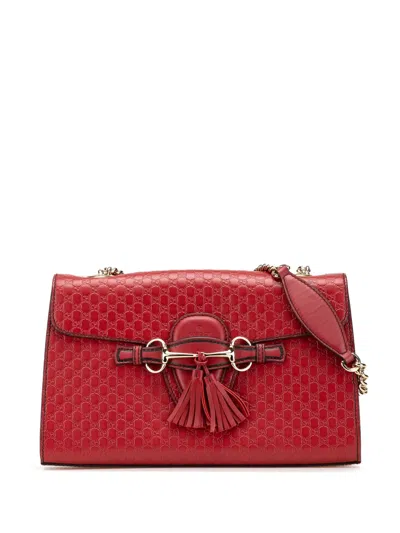 Pre-owned Gucci 2000-2025 Medium Microssima Emily Shoulder Bag In Red