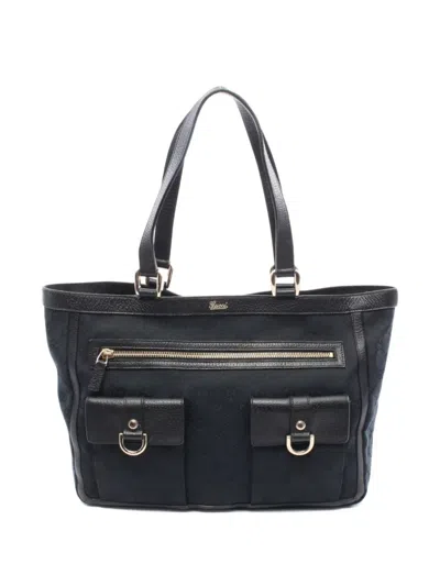 Pre-owned Gucci 2000's Abby Gg-pattern Tote Bag In Black