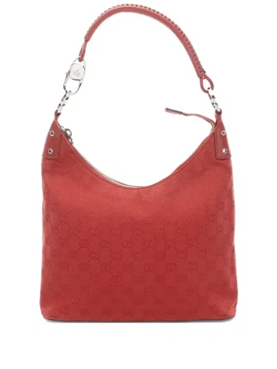 Pre-owned Gucci 2000 Gg Canvas Shoulder Bag In Red