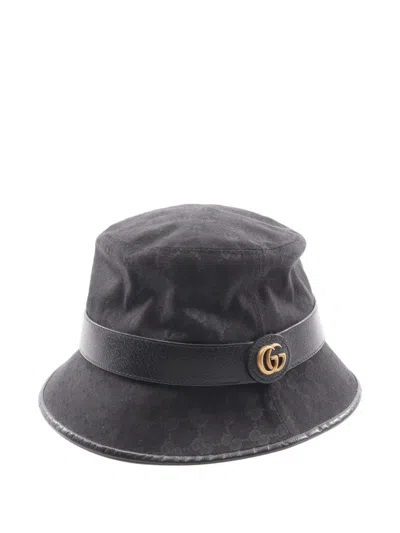 Pre-owned Gucci 2000 Gg Marmont Bucket Hat In Black