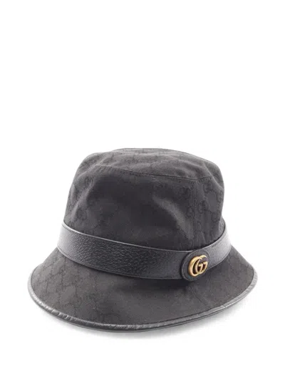 Pre-owned Gucci 2000 Gg Marmont Gg Canvas Basket Hat In Black