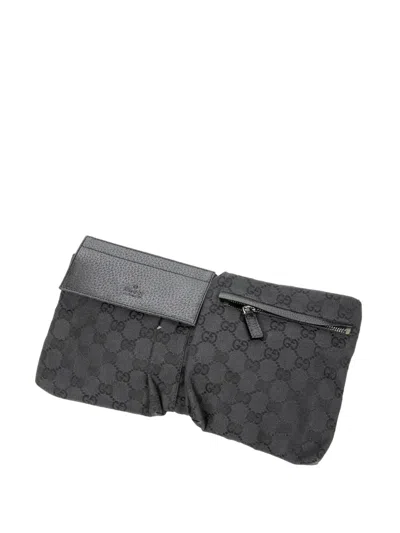 Pre-owned Gucci 2000 Gg-pattern Belt Bag In Black
