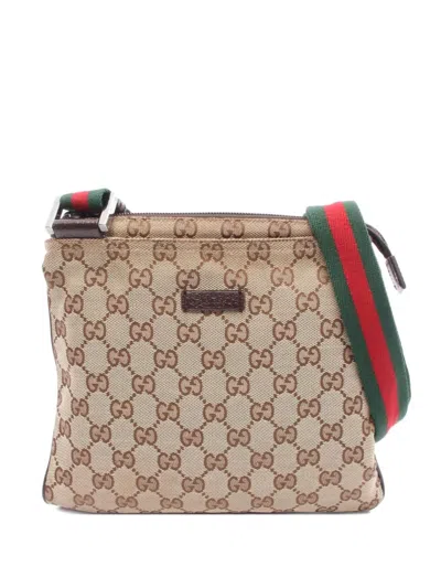 Pre-owned Gucci 2000's Gg-pattern Shoulder Bag In Neutral