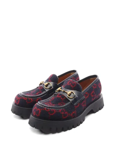 Pre-owned Gucci 2000 Horsebit-detail Loafers In Blue