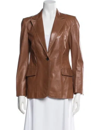 Pre-owned Gucci 2000 Leather Blazer In Brown