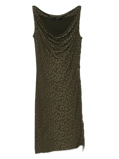 Pre-owned Gucci 2000's Leopard-print Mini Dress In Green