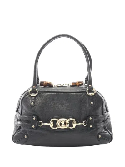Pre-owned Gucci 2000-2006 Calfskin Wave Handbag In Black