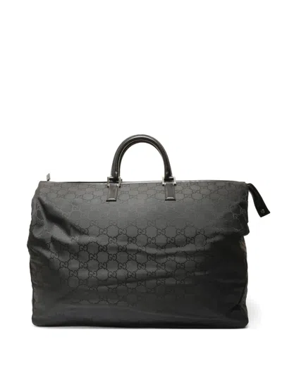 Pre-owned Gucci 2000-2010s Gg Canvas Boston Tote Bag In Black