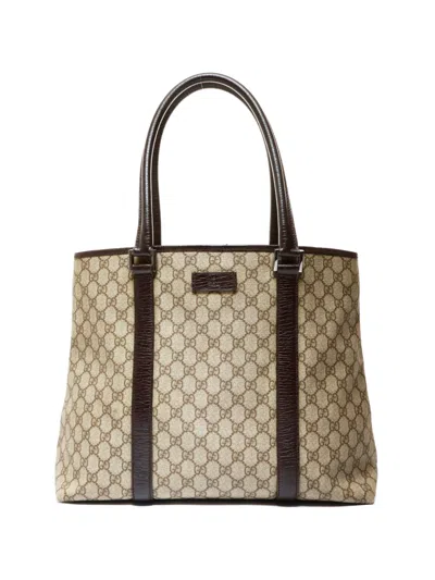 Pre-owned Gucci 2000-2010s Gg Supreme Tote Bag In Neutral