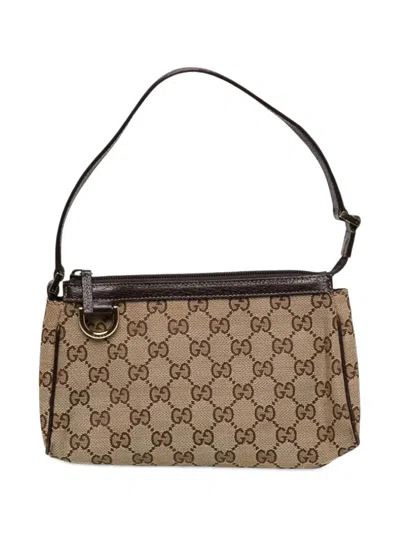 Pre-owned Gucci 2000-2015 Abbey D Ring Gg Shoulder Bag In Brown