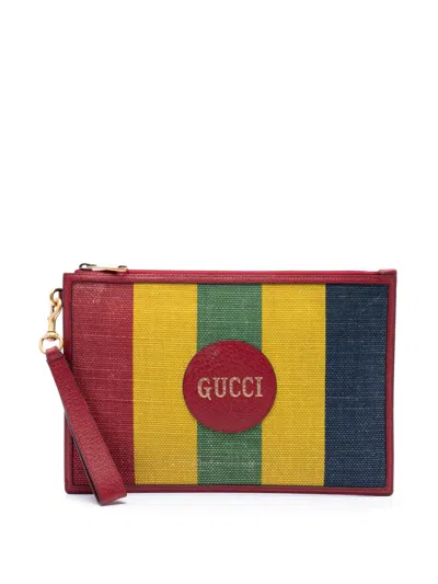Pre-owned Gucci 2000-2015 Baiadera Canvas Striped Clutch Bag In Multicolour
