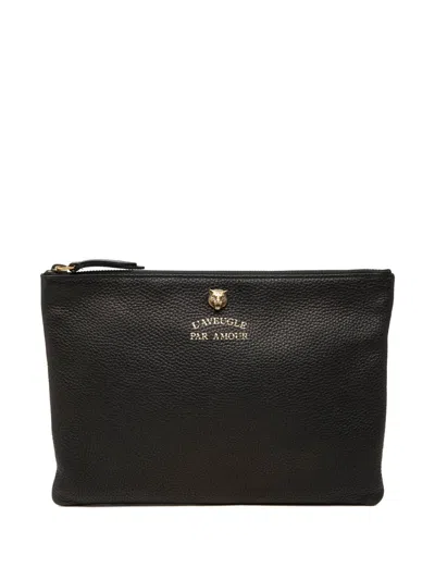 Pre-owned Gucci 2000-2015 Calfskin Animalier Clutch Bag In Black
