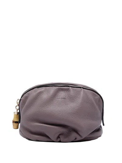 Pre-owned Gucci 2000-2015 Calfskin Bamboo Pouch In Purple