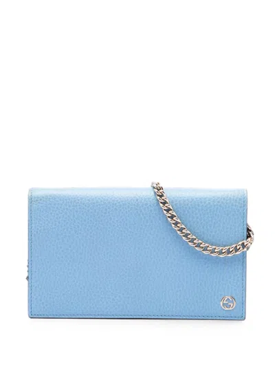 Pre-owned Gucci 2000-2015 Calfskin Betty Wallet On Chain Crossbody Bag In Blue
