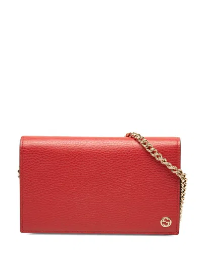 Pre-owned Gucci 2000-2015 Calfskin Betty Wallet On Chain Crossbody Bag In Red