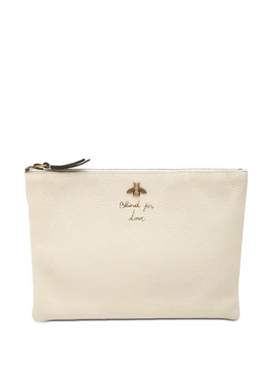 Pre-owned Gucci 2000-2015 Calfskin Blind For Love Clutch Bag In White