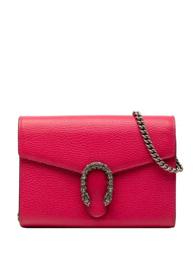 Pre-owned Gucci 2000-2015 Calfskin Dionysus Wallet On Chain Crossbody Bag In Pink