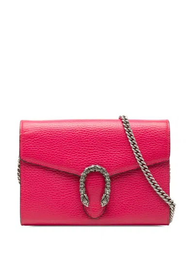 Pre-owned Gucci 2000-2015 Calfskin Dionysus Wallet On Chain Crossbody Bag In Pink