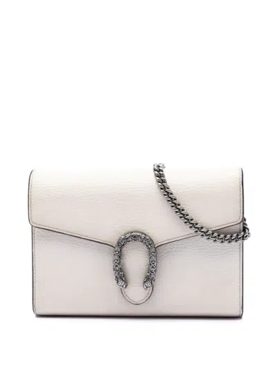 Pre-owned Gucci 2000-2015 Calfskin Dionysus Wallet On Chain Crossbody Bag In White
