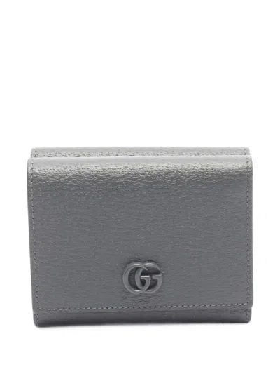 Pre-owned Gucci 2000-2015 Calfskin Gg Marmont Wallet Small Wallets In Grey