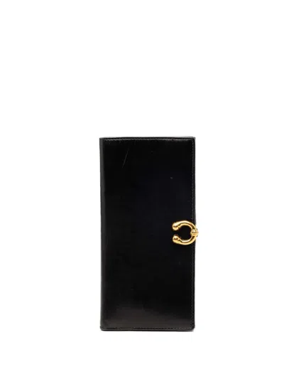 Pre-owned Gucci 2000-2015 Calfskin Horseshoe Wallet Long Wallets In Black