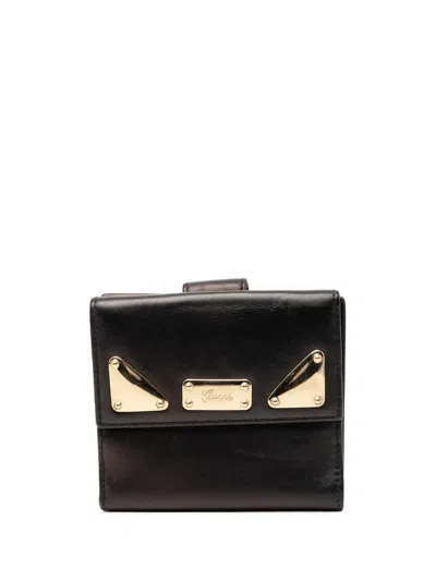 Pre-owned Gucci 2000-2015 Calfskin Indy Bifold Wallet Small Wallets In Black