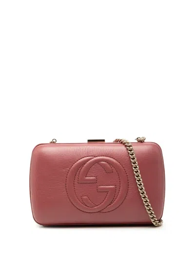 Pre-owned Gucci 2000-2015 Calfskin Soho Clutch On Chain Crossbody Bag In Pink