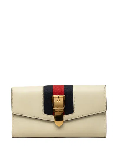 Pre-owned Gucci 2000-2015 Calfskin Sylvie Continental Wallet Long Wallets In White