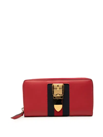 Pre-owned Gucci 2000-2015 Calfskin Sylvie Zip Around Wallet Long Wallets In Red