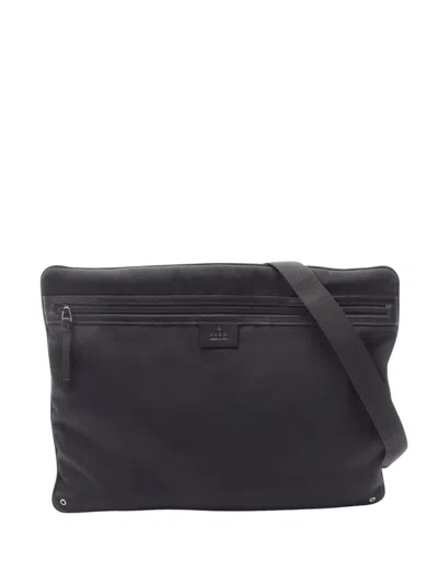 Pre-owned Gucci 2000-2015 Canvas Flat Messenger Bag Shoulder Bag In Black
