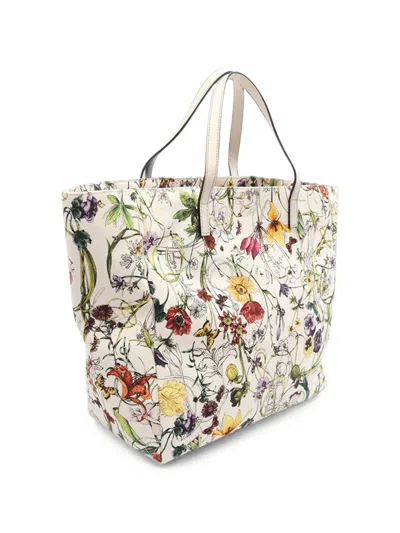 Pre-owned Gucci 2000-2015 Canvas Flora Tote Bag In White