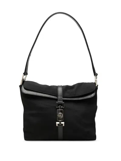 Pre-owned Gucci 2000-2015 Canvas Jackie Shoulder Bag In Black