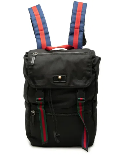 Pre-owned Gucci 2000-2015 Canvas Techno Web Animalier Backpack In Black