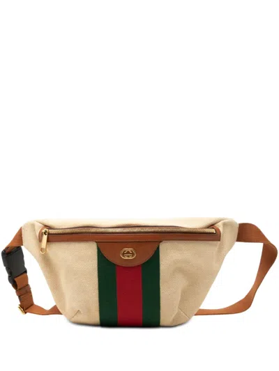 Pre-owned Gucci 2000-2015 Canvas Web Belt Bag In Neutrals
