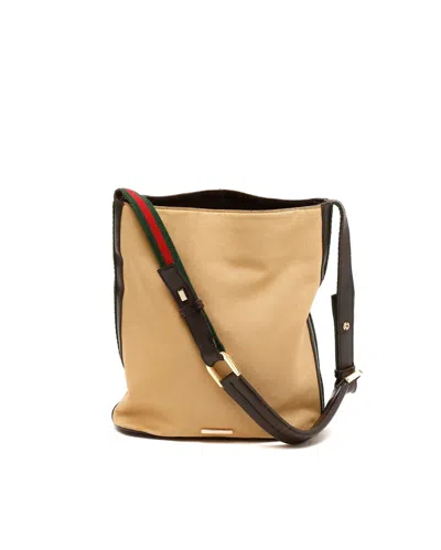 Gucci 2000-2015 Canvas Web Shoulder Bag In Beige