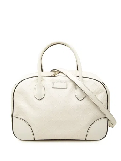 Pre-owned Gucci 2000-2015 Diamante Bright Calfskin Satchel In White