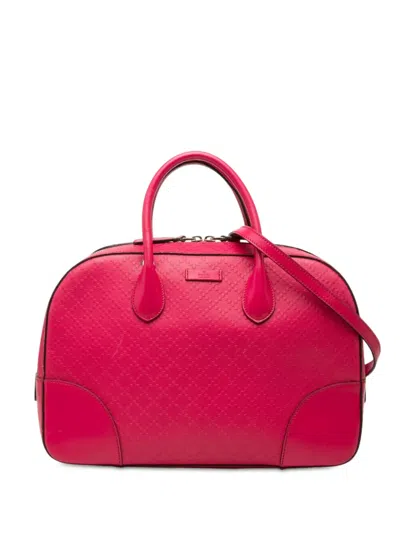 Pre-owned Gucci 2000-2015 Diamante Bright Leather Satchel In Pink