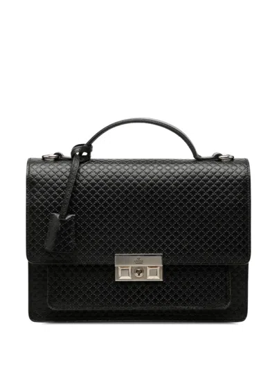 Pre-owned Gucci 2000-2015 Diamante Calfskin Business Bag In Black