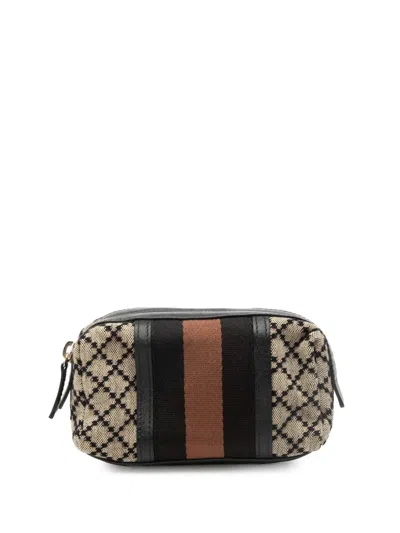 Pre-owned Gucci 2000-2015 Diamante Canvas Web Pouch In Neutrals