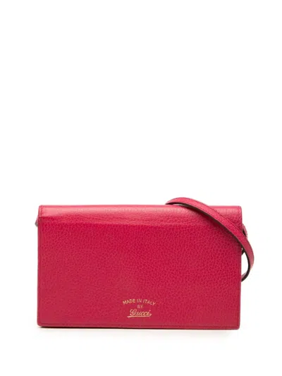 Pre-owned Gucci 2000-2015 Dollar Calfskin Swing Wallet On Strap Crossbody Bag In Pink