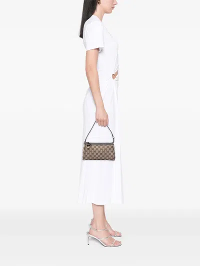 Pre-owned Gucci 2000-2015 Gg Canvas Abbey D Ring Pochette Handbag In Neutral