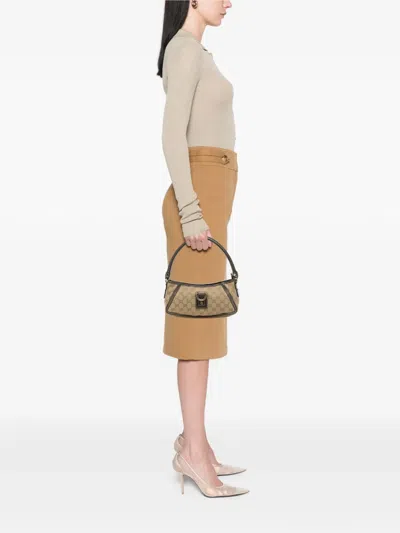 Pre-owned Gucci 2000-2015 Gg Canvas Abbey D Ring Pochette Handbag In Neutrals